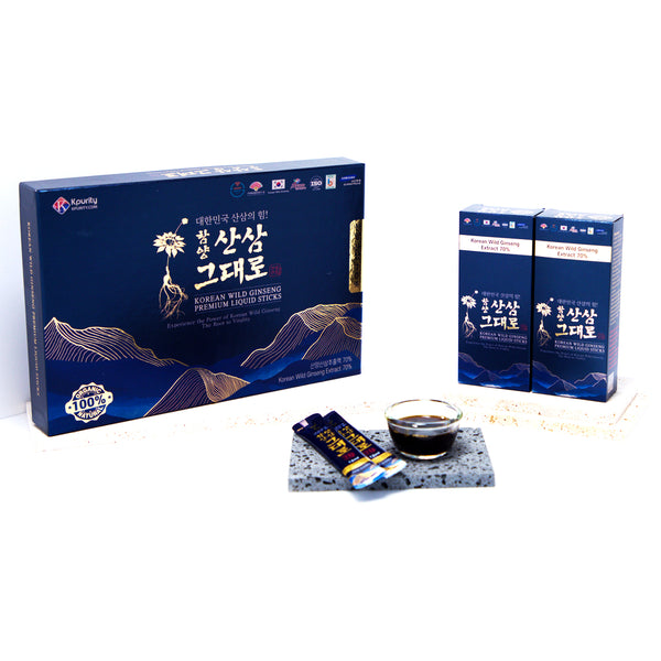 프리미엄 산삼그대로 - 100% 천연, 지리산 깊은 곳에서 스스로 자생한  함양산삼이 70%나 들어 있는 찐한 엑기스