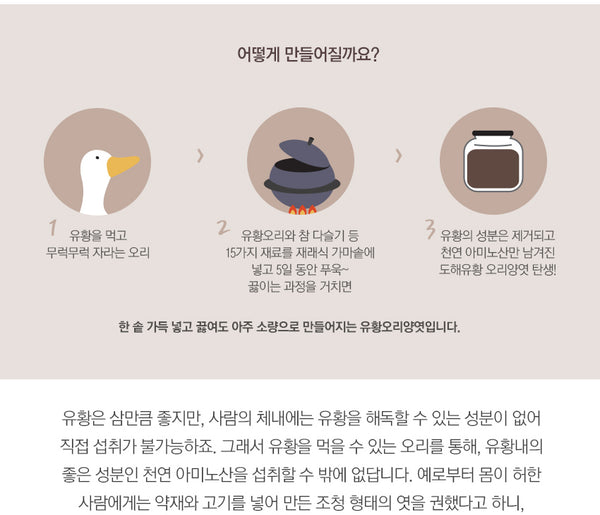 최고의 해독 보약- 유황 오리진고( 유황 오리 양엿)