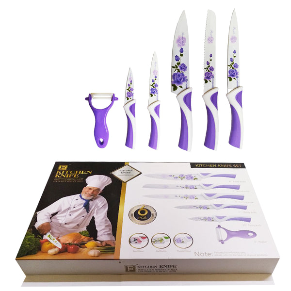 Kitchen Knife Set, Preparing Food 6-Piece Colorful Kitchen Knives Set (주방용 칼 세트, 6 피스)