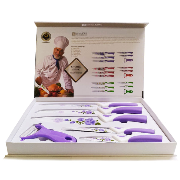 Kitchen Knife Set, Preparing Food 6-Piece Colorful Kitchen Knives Set (주방용 칼 세트, 6 피스)