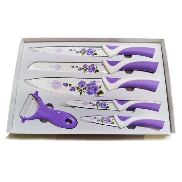Kitchen Knife Set, Preparing Food 6-Piece Colorful Kitchen Knives Set (주방용 칼 세트, 6 피스)