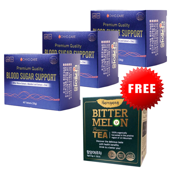당뇨 이기는 혈당관리 당케어 골드 (500mg x 60정 ) 3 박스 + 여주차 1박스 / Blood Sugar Glucose Support 500mg Tablets